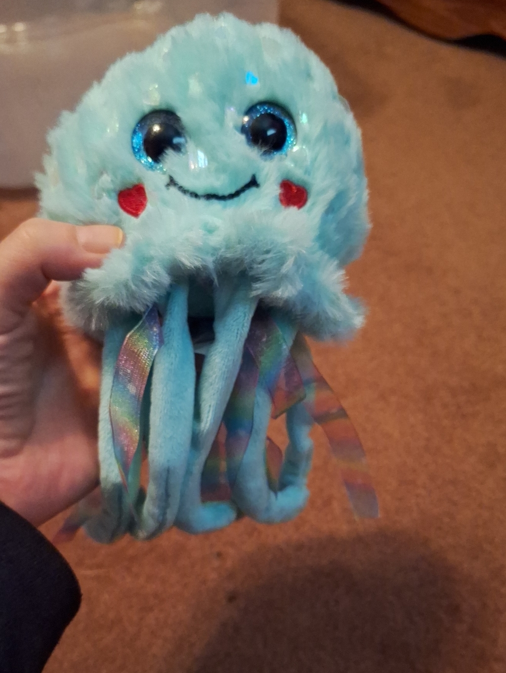 Octopus Plushie Toy - Mint Green With Shimmering Accents